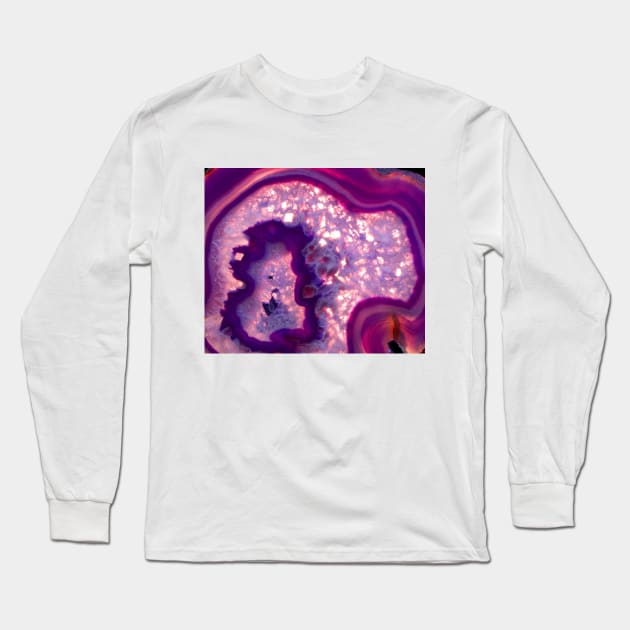 Purple Geode Crystal Long Sleeve T-Shirt by DalalsDesigns